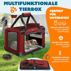 Reisbench hond - Draagtas hond - Transportbox - 60x42x42 - Rood
