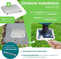 Universele metalen grondplaat voor parasolstatieven - 16x16 cm - KESSER®