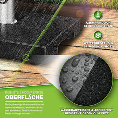 tillvex® Granit Parasolstandaard met transportgreep, 25 kg, rechthoekig, parasolstandaard, parasol met roestvrijstalen buis, balkonparasolstandaard voor parasolstokken 16-48 mm en 250 cm diameter
