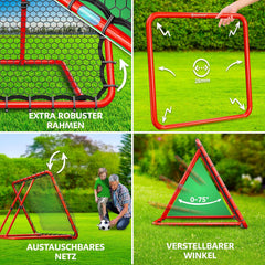 KESSER® Voetbal Rebounder - Kickback - Tchouk - 128x128cm - Rood •