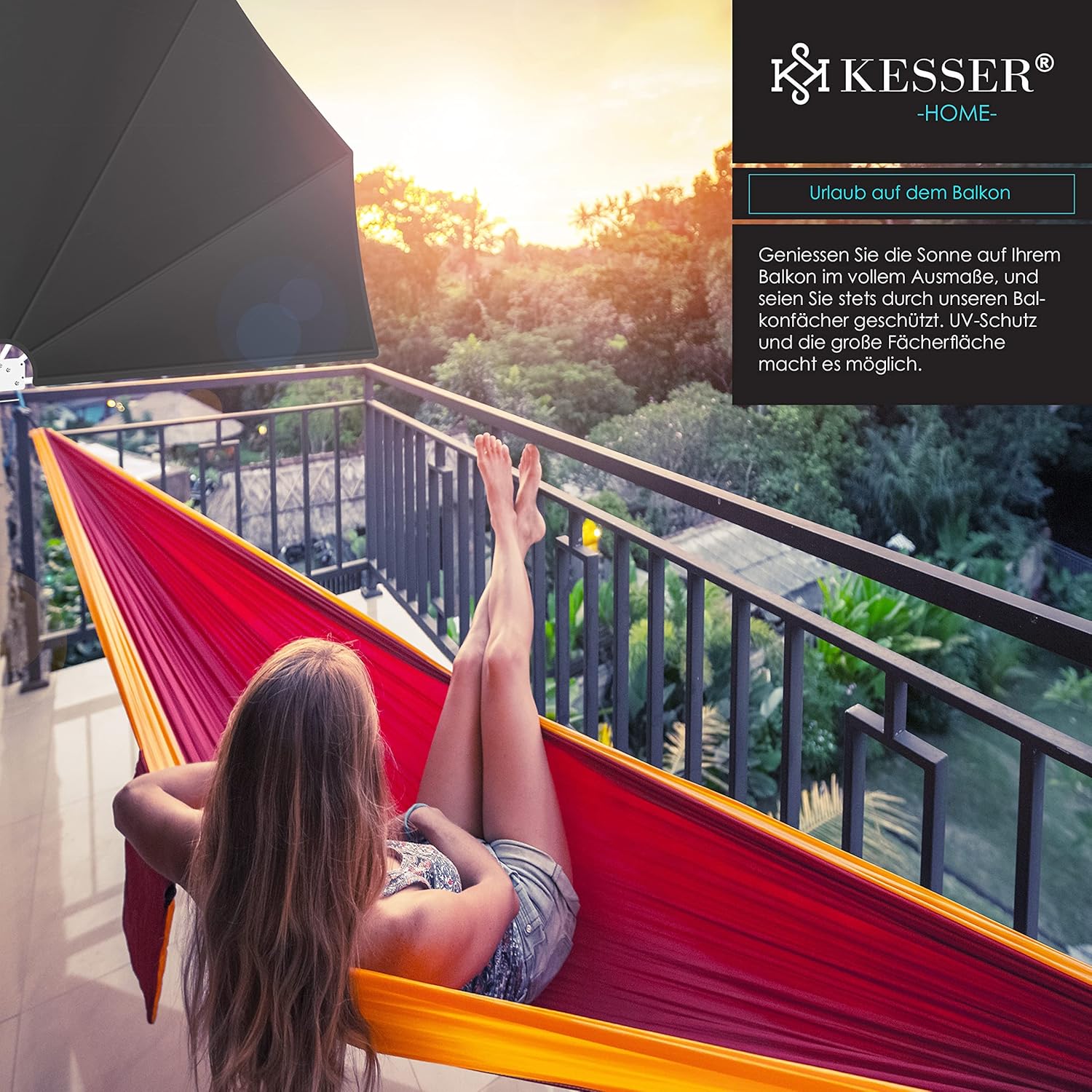KESSER® opvouwbaar balkonscherm met muurbeugel - 140x140cm - Lichtgrijs •