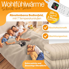 KESSER® Elektrische deken van pluche, 160 x 120 cm, antraciet, TÜV SÜD GS getest, elektrische warmtedeken met timer, automatische uitschakeling, knuffeldeken, deken, 9 temperatuurniveaus, wasbaar tot