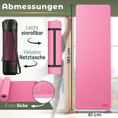Yogamat - Fitness mat - Sportmat - Yoga mat extra dik - 183x61 cm - Roze - RE:SPORT