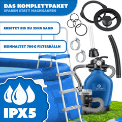 KESSER® Zandfilterinstallatie zandfilter + 700 g filterballen vervangen 25 kg filterzand 7-weg ventiel met drukweergave zwembadfilter 10 m³/h filterinstallatie filterketel voor zwembad 10.200 l/u