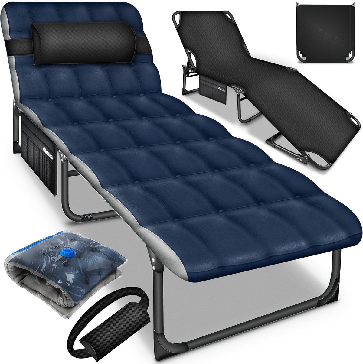Ligbed - Ligstoel - Zonnebed - Opvouwbaar - Blauw - Tillvex® •