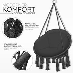 Hangstoel - Binnen & Buiten - Hangschommel - Tot 200kg - Zwart - Tillvex®