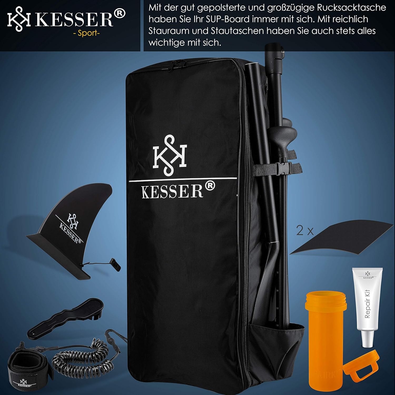 KESSER® Opblaasbaar SUP Board Set Stand Up Paddle Board Premium Surfboard Watersport | 6 inch dik | Complete accessoires | 130 kg