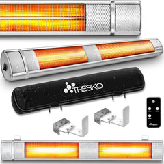 TRESKO® Terrasverwarmer - Infrarood Verwarming - 3000W - Zilver