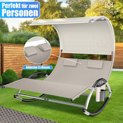 KESSER® Ligbed met zonnedak - Schommelstoel - Crème