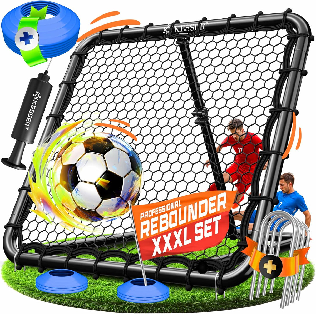 KESSER® Voetbal Rebounder - Kickback - Tchouk - 100x100cm - Zwart