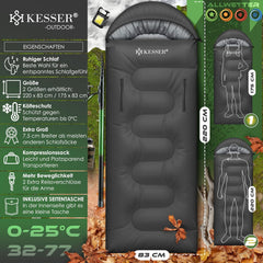 KESSER® Outdoor Slaapzak - voor volwassenen en kinderen - Antraciet