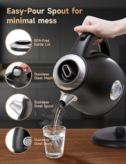 Waterkoker - Retro - met thermometer - 1.7L - 2200W - Zwart