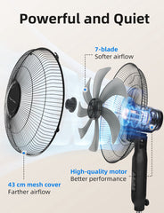 Taylor Swoden Statiefventilator - Ventilator Staand - Verstelbaar - 50W - Zwart