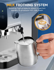 Koffiemachine - Espressomachine - Pistonmachine - met melkopschuimer - Zilver