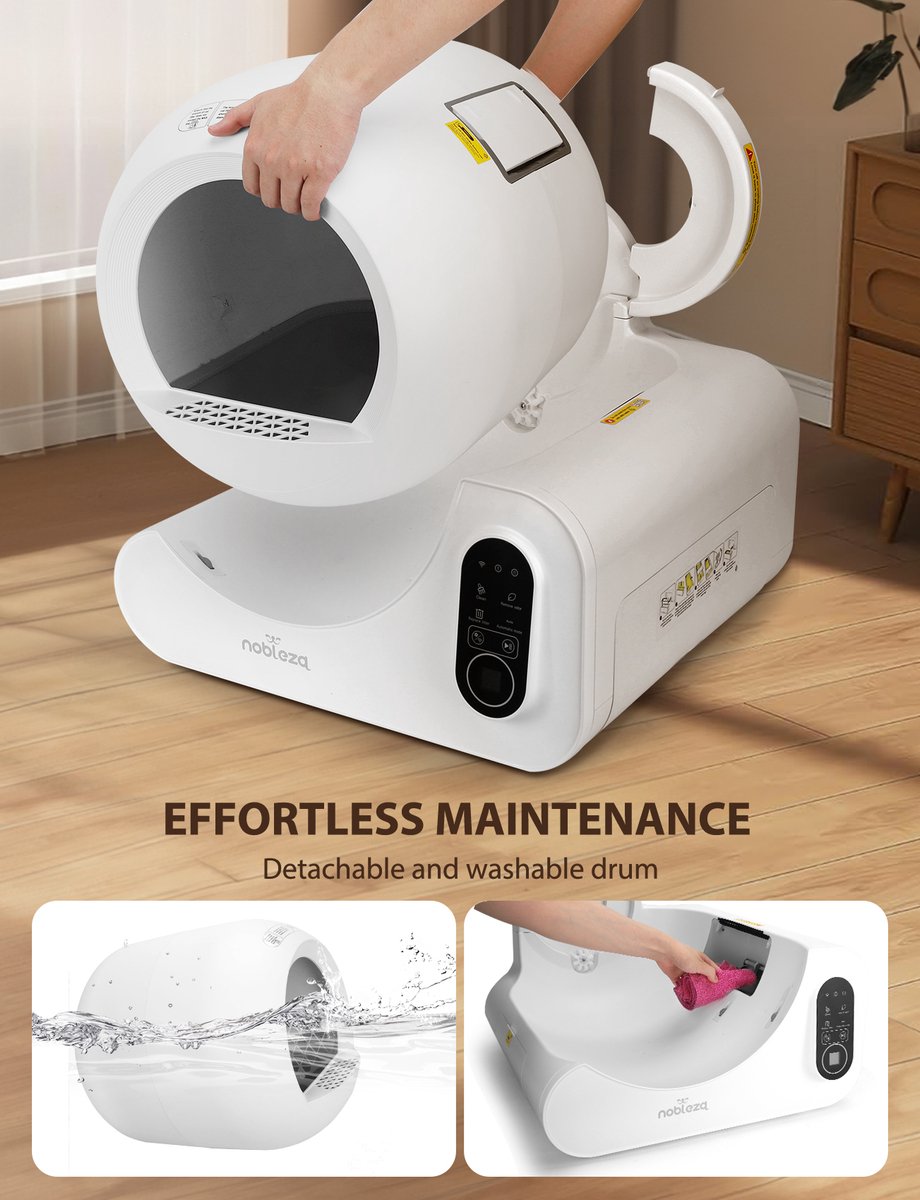 Nobleza SL02 - Automatische Kattenbak XXL - 70L - Zelfreinigende Kattenbak - drievoudig geurverwijderingssysteem - Electrische Kattenbak - Incl. App •