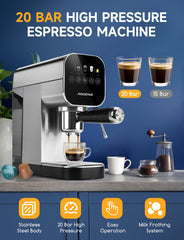Koffiemachine - Espressomachine - Pistonmachine - met melkopschuimer - Zilver