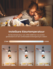 Aigostar Stille Plafondventilator met Verlichting - Ø132cm - 54W - Zwart •