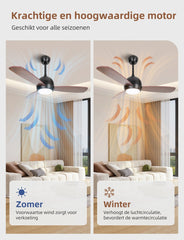Aigostar Stille Plafondventilator met Verlichting - Ø132cm - 54W - Zwart •