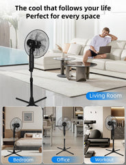 Taylor Swoden Statiefventilator - Ventilator Staand - Verstelbaar - 50W - Zwart