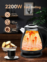 Waterkoker - Retro - met thermometer - 1.7L - 2200W - Zwart