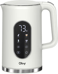 Waterkoker met Temperatuurregeling - Warmhoudfunctie - RVS - Dubbelwandig - Elektrisch - 1.7 Liter - 2200W - Crème - Olvy