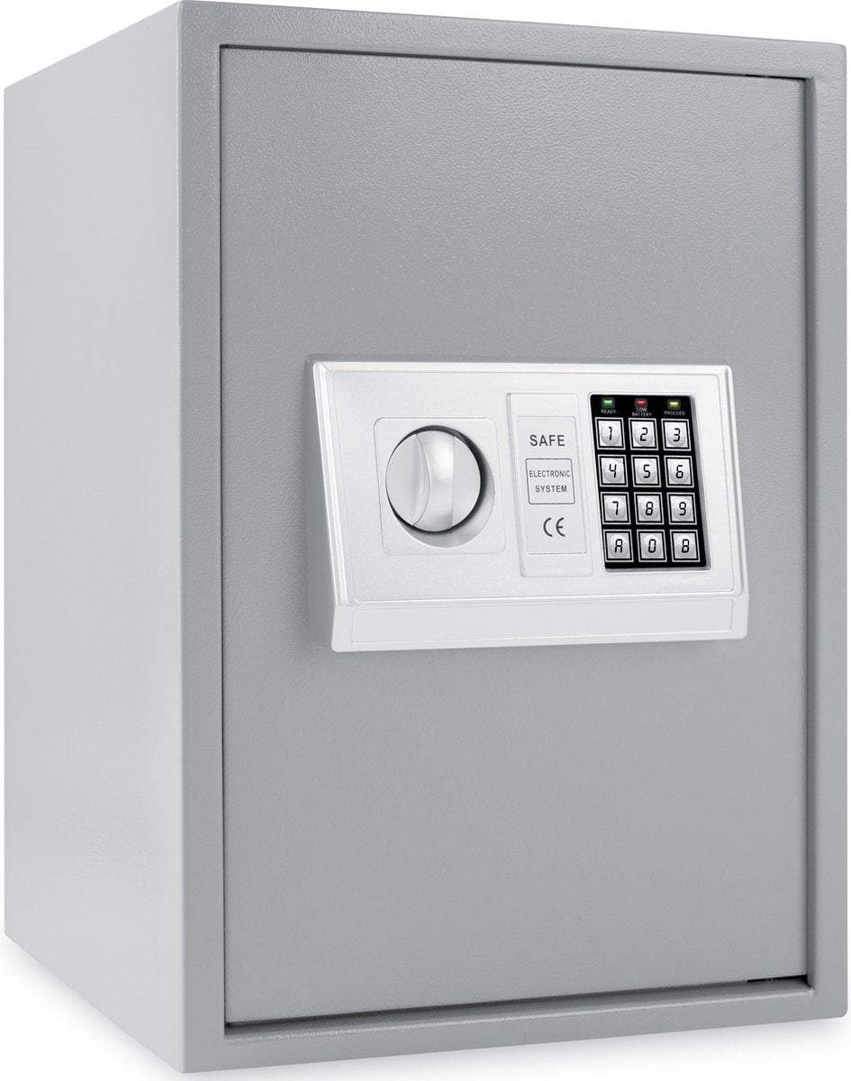 KESSER® Elektronische Kluis met cijferslot Safe Wandkluis 50x35x34,5 LED-display Staal grendel Klusje - Zilver