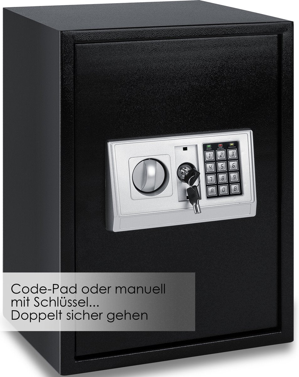 KESSER® Elektronische Kluis met cijferslot - 50x35x34,5cm - Staal - Zwart
