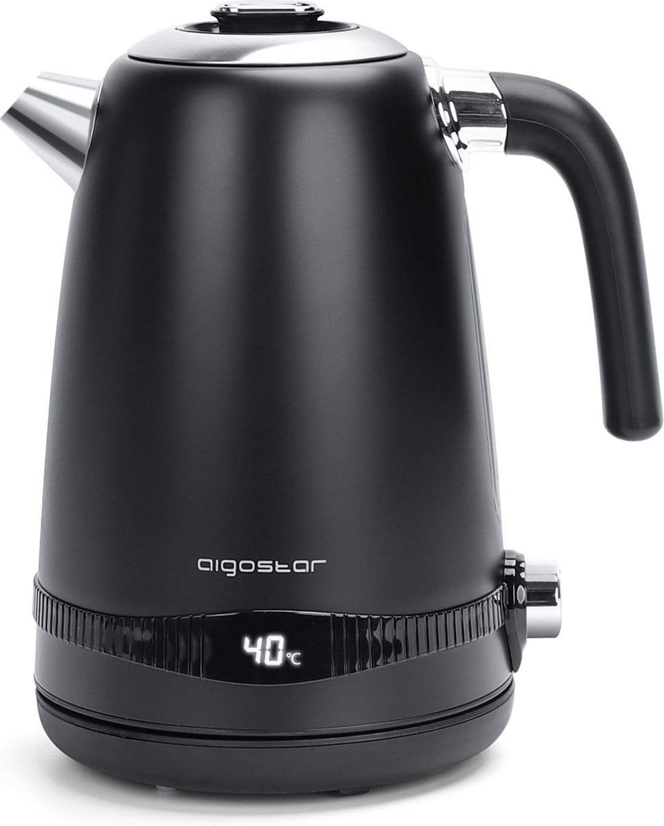 Waterkoker met temperatuurregeling - Retro - met LED - 1.7L - 2200W - Zwart