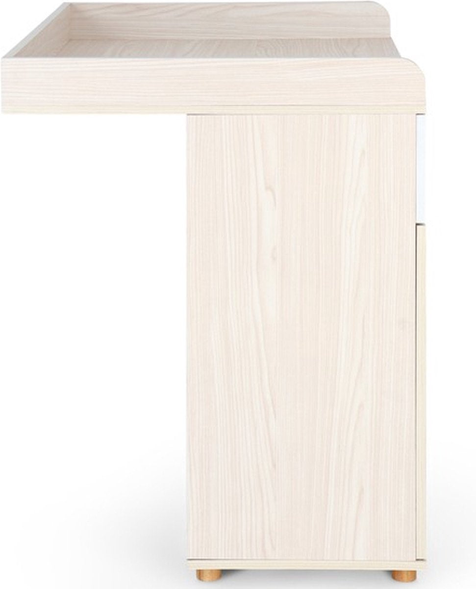 Infantastic - Babycommode met 2 grote lades en 5 vakken - Ladekast met Opbergrumte - Veelzijdig Omkleedmeubel met Organiser - 90x69x92 cm (LxBxH) - Eiken-Fineer