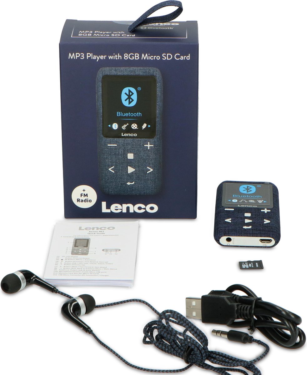 Lenco Xemio-861BU - MP3-speler met Bluetooth® en 8 GB micro SD - Blauw