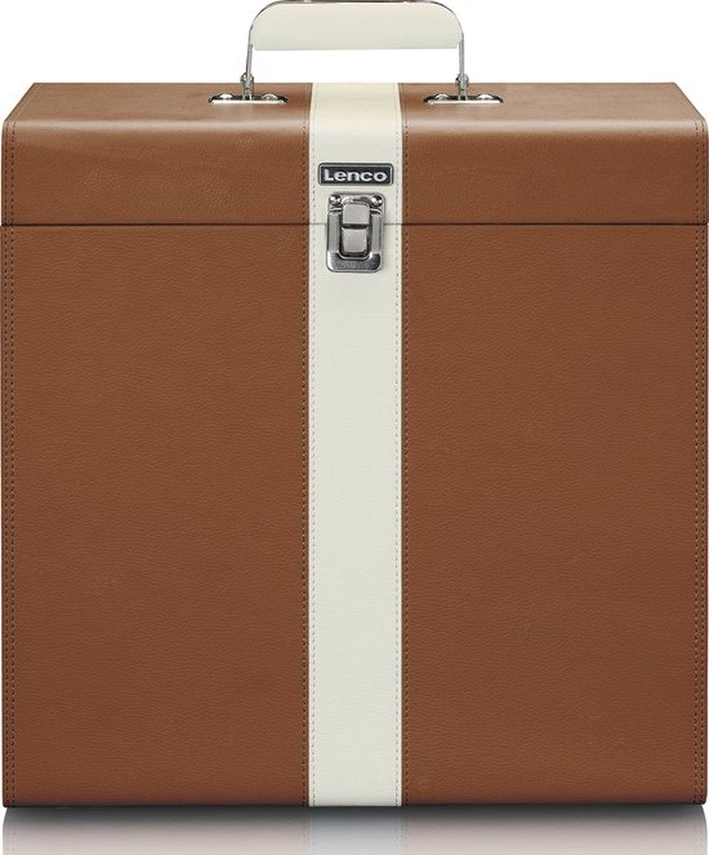 Lenco Platenkoffer - LP Opbergsysteem - Vinyl Houder - ca. 30 platen - Bruin