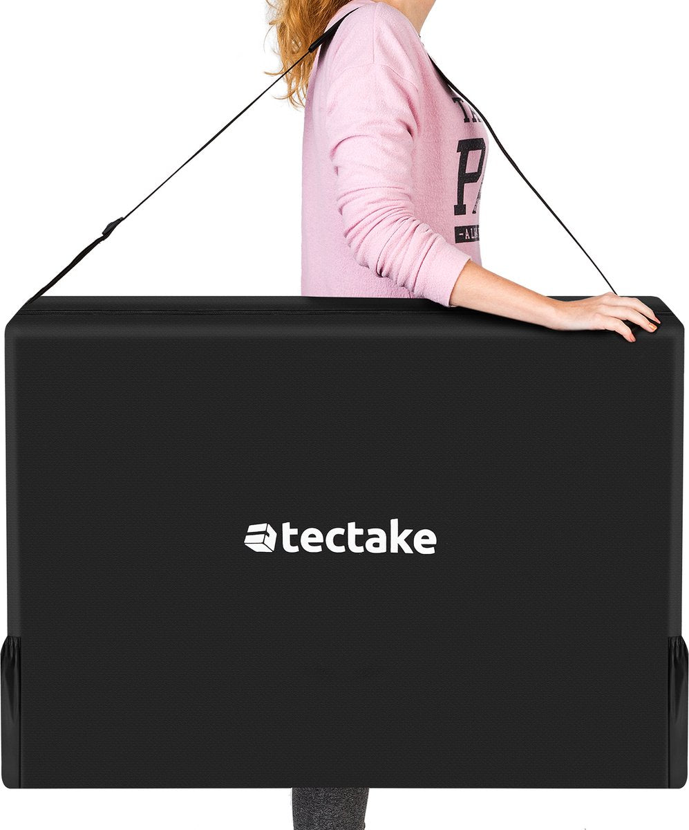 tectake® 3-Zones Massagetafel – 78cm Breed – Behandelbank met 5cm Dikke Vulling en Aluminium Frame – Inclusief 15 Hoofdsteundoekjes en Draagtas – Max Draagvermogen 230kg – Beige