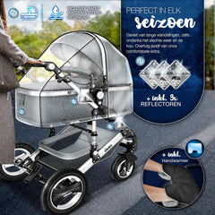 Kinderwagen 3 in 1 - Buggy - Wandelwagen - Kinderbuggy - Lichtgrijs - KIDUKU®