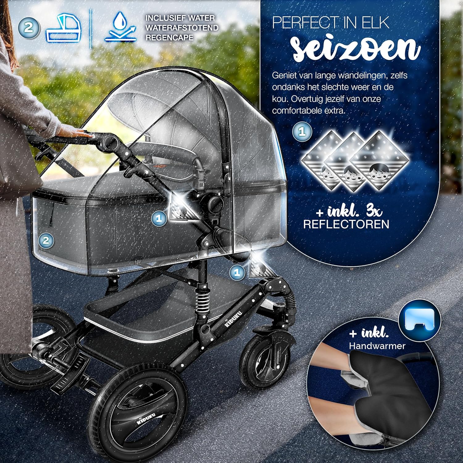 Kinderwagen 3 in 1 - Buggy - Wandelwagen - Kinderbuggy - Antraciet - KIDUKU®
