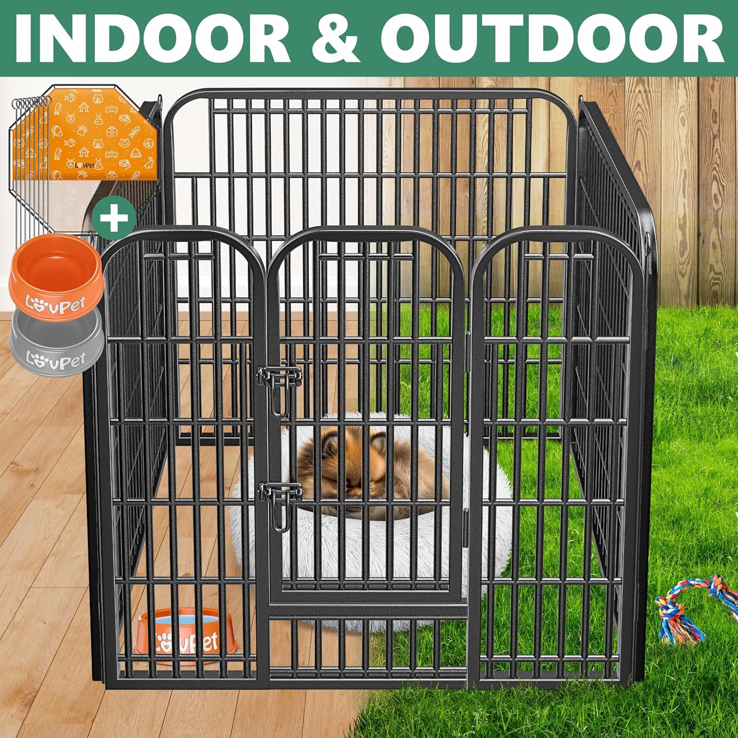 LOVPET® Puppyren - Hondenren - 80cm hoog - Zwart