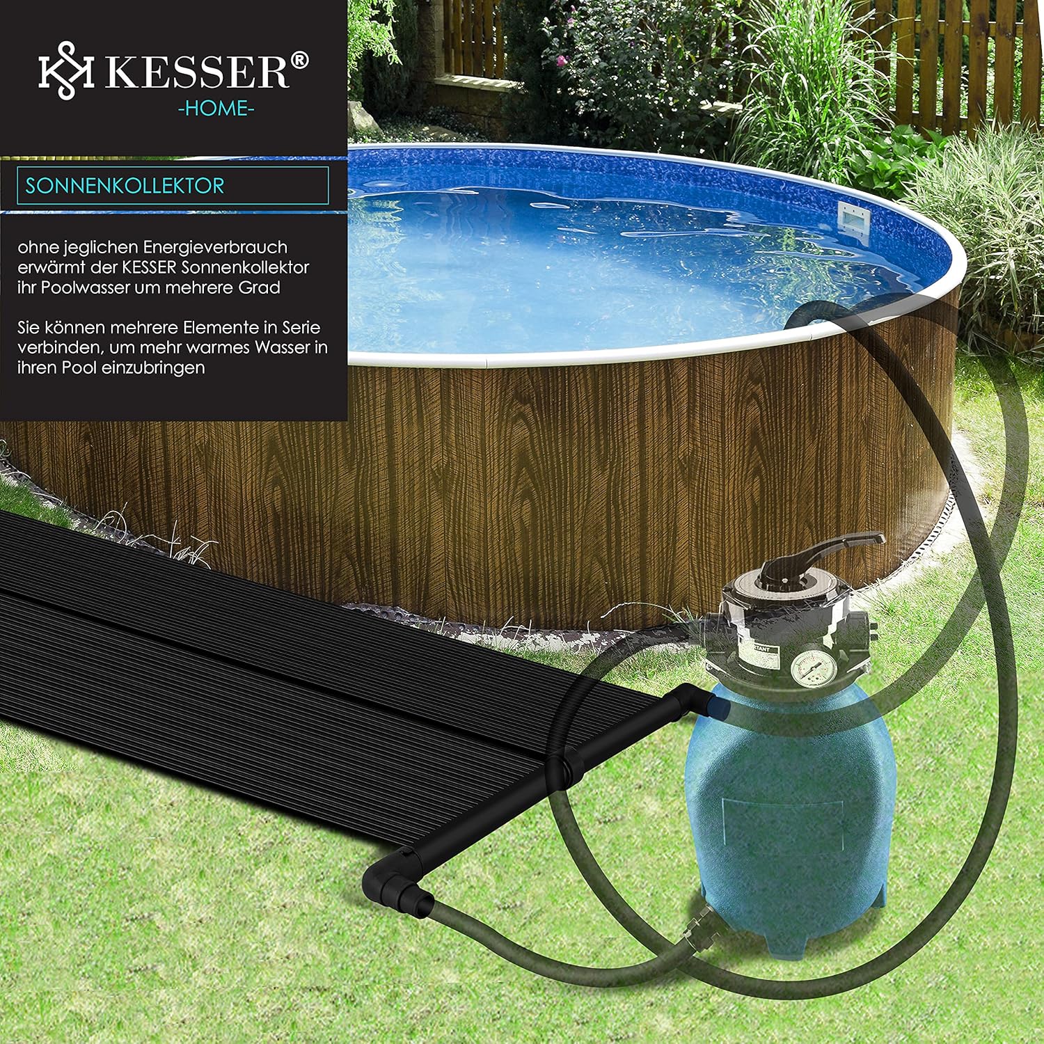 KESSER® Solar mat - Zwembadverwarming - 300x70cm - Zwart