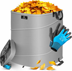 KESSER® Pop-up-tuinzak, 175 liter, inclusief handschoenen, zelfstaand met handgrepen, stabiel, robuust en opvouwbaar, voor het snijden van gazon, tuinzakken voor tuinafval, groen