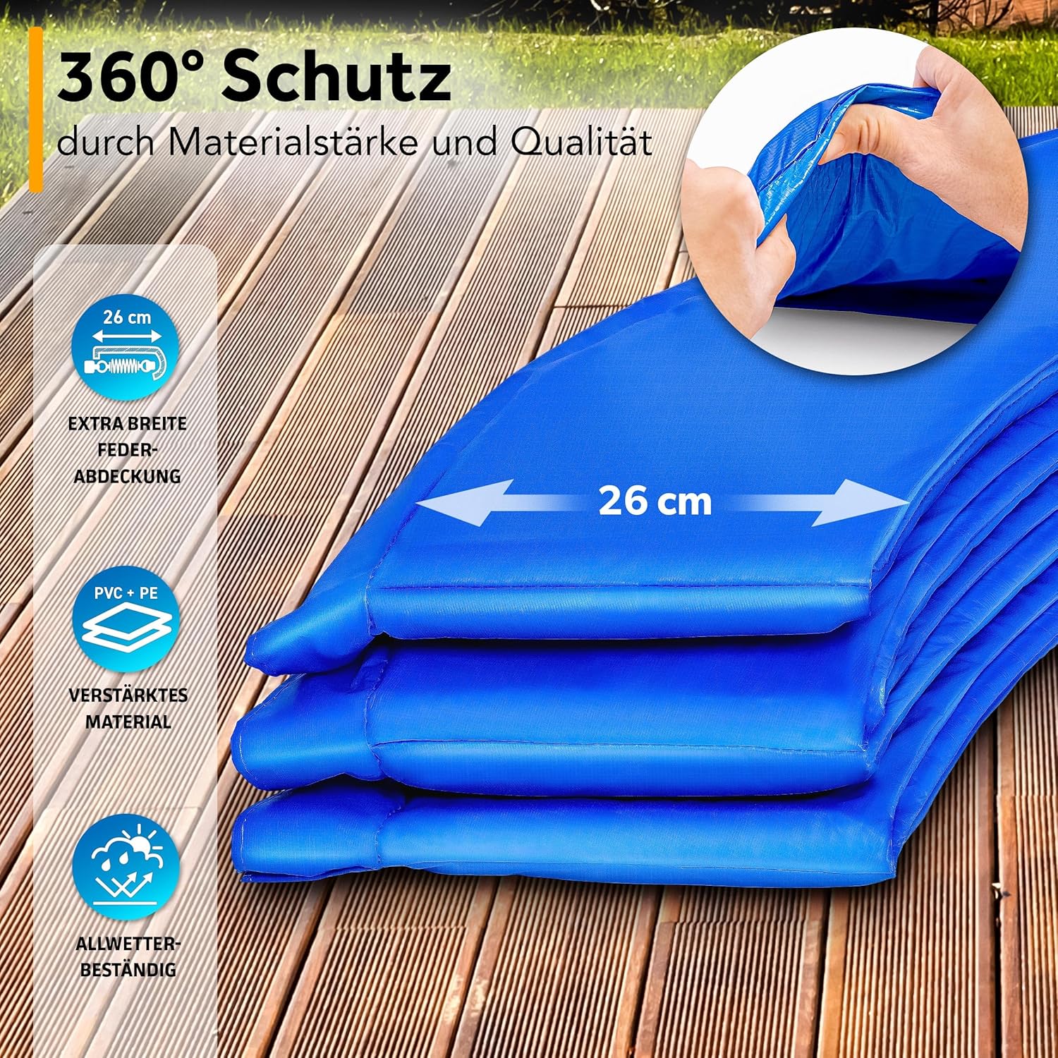 Kiduku Trampoline Randafdekking - Rand - Ø244cm - Blauw
