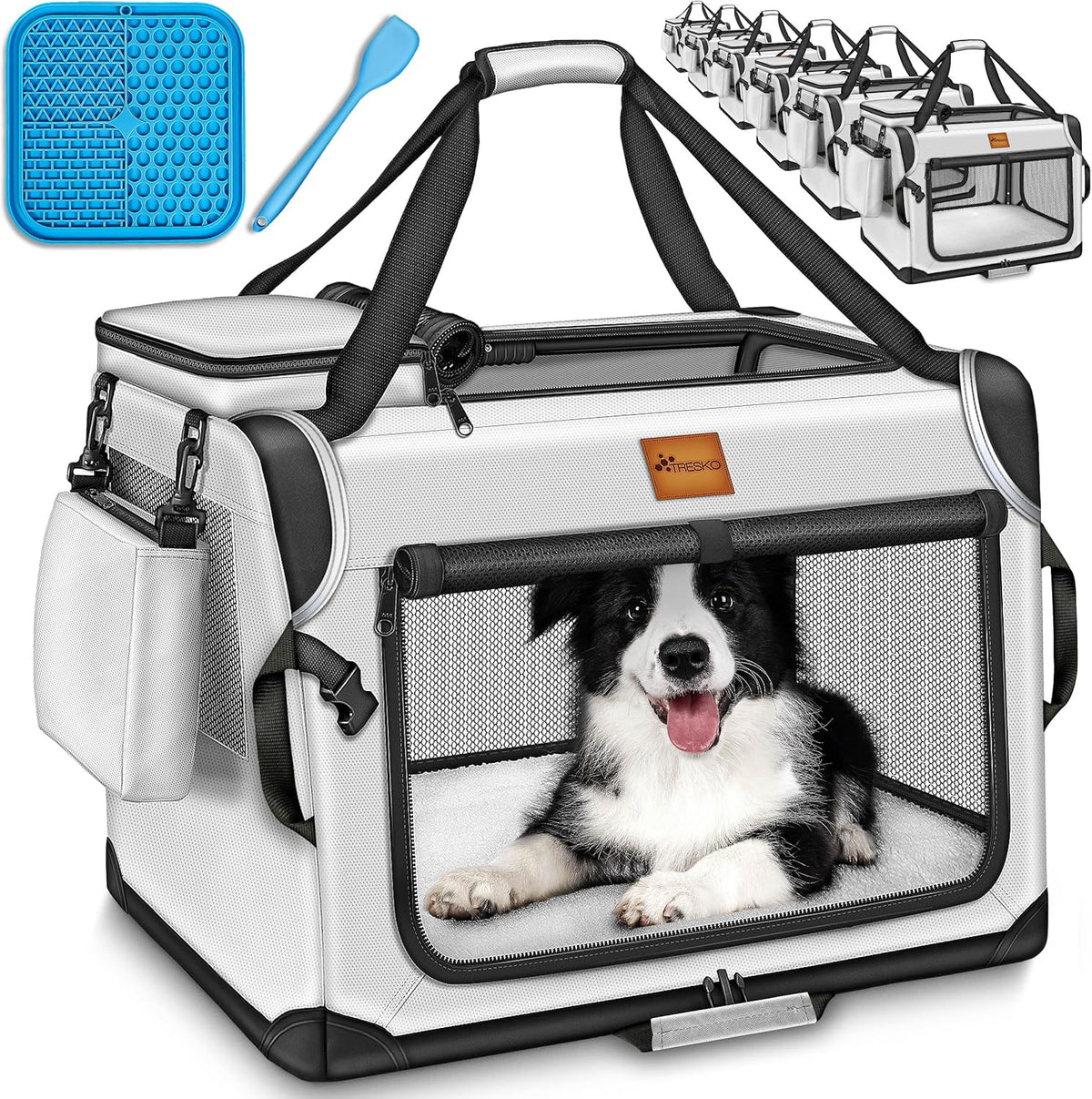 Reisbench hond - Draagtas hond - Transportbox - 92x63x63 cm - XXL - Grijs - TRESKO