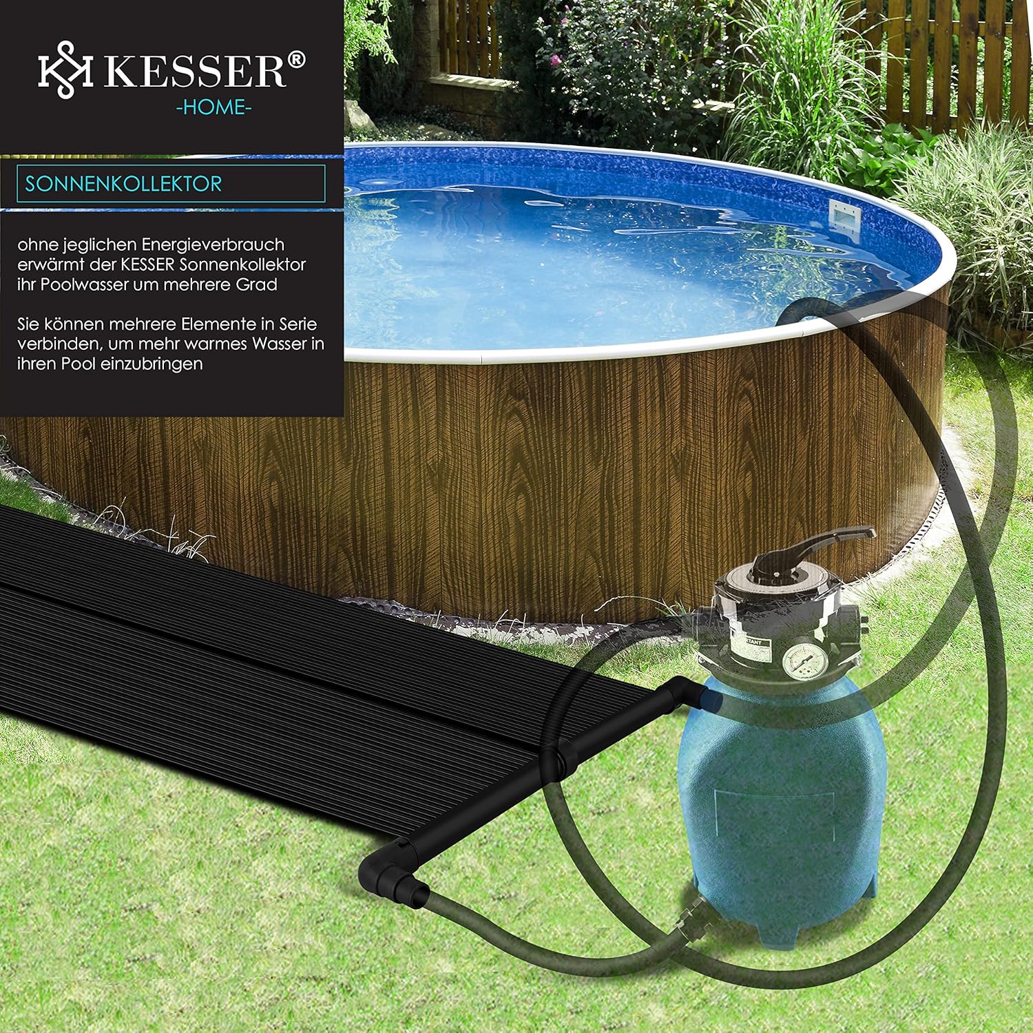 KESSER® Solar mat - Zwembadverwarming - 500x70cm - Zwart