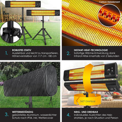 Infrarood Verwarming - Terrasverwarmer - Elektrische Heater - Zwart - KESSER®