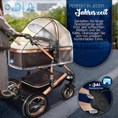 Kinderwagen 3 in 1 - Buggy - Wandelwagen - Kinderbuggy - Bruin/Goud - KIDUKU®