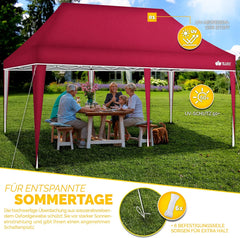 Tillvex® Partytent - 3x6m - Paviljoen - Easy Up - Rood •