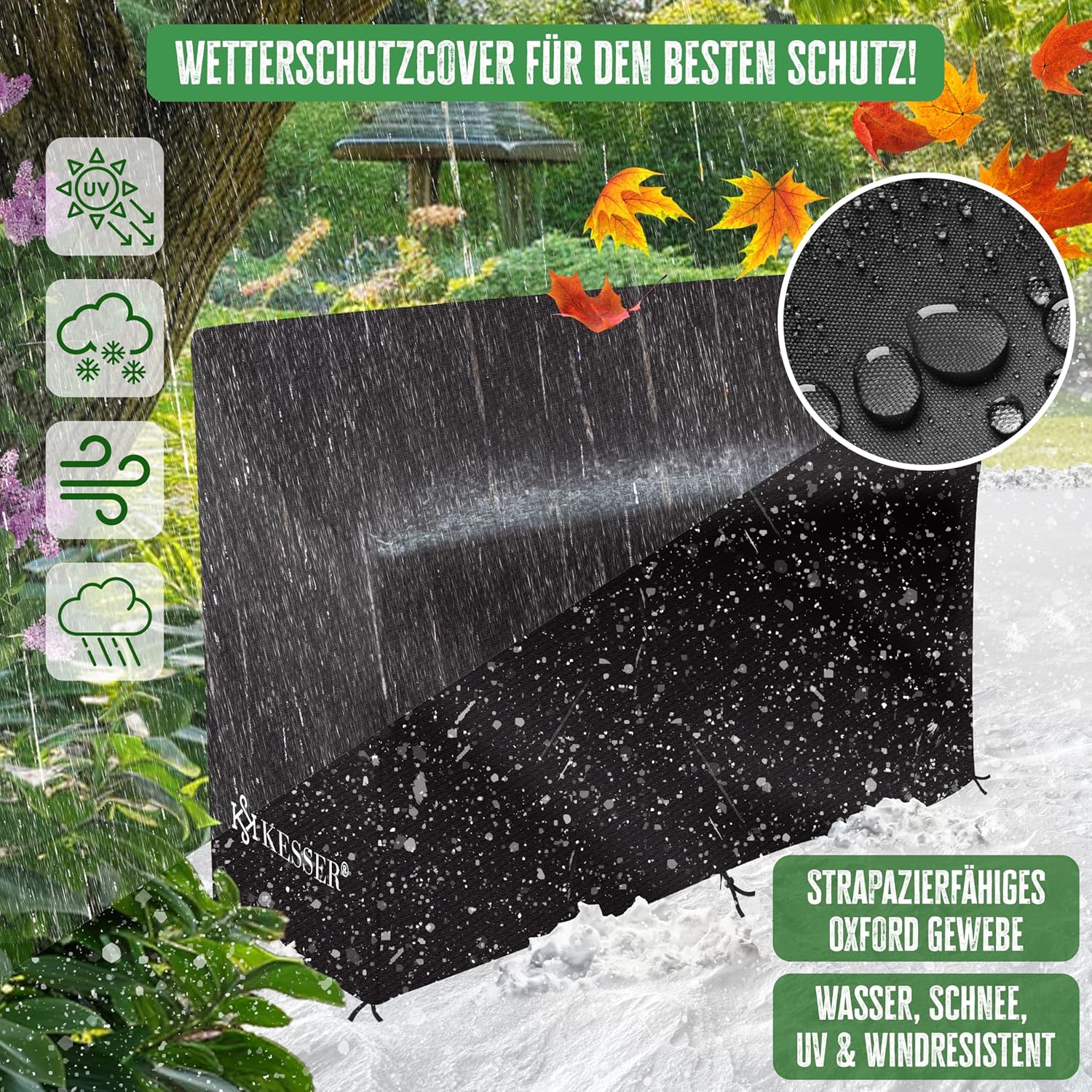 KESSER® Tuinbank, polyrotan, 2-zits, weerbestendig, uv-bestendig, tot 320 kg belastbaar, balkonbank, 125 x 62 x 90 cm, tuinmeubelen met cover en ergonomische armleuningen voor 2 personen, antraciet