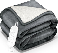 sinnlein® Elektrische deken met automatische uitschakeling, 200 x 180 cm, elektrische warmtedeken met 9 temperatuurniveaus, knuffeldeken, wasbaar, bed, bank, elektrische deken, met