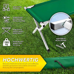 Veldbed - 1 Persoons - Kampeerbed - Stretcher - 190x64x44 cm - Groen - Tillvex®