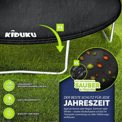 Trampoline beschermhoes - Afdekhoes - 244 cm - Zwart - KIDUKU