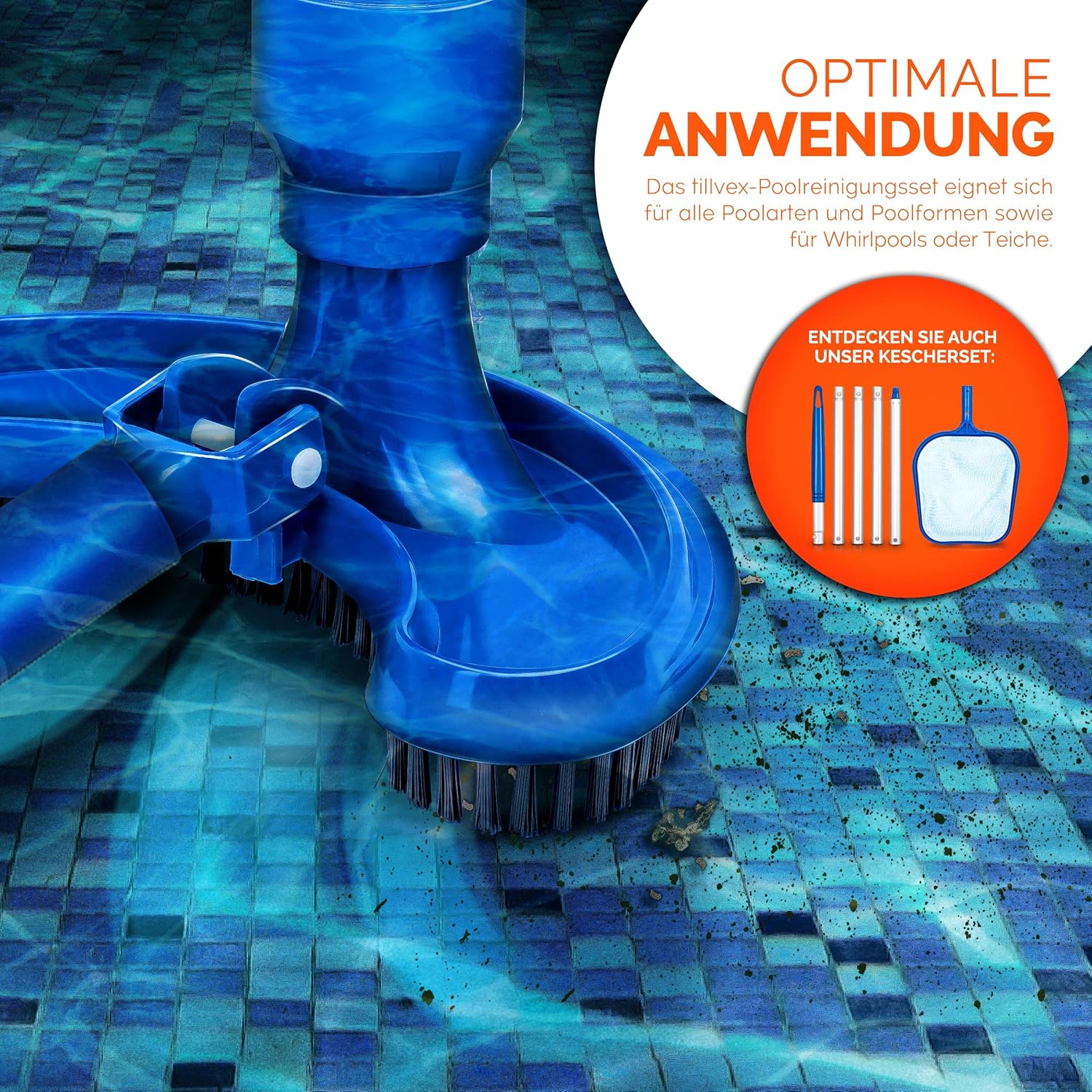 Tillvex® Zwembad Stofzuiger - Bodemzuiger - Reinigingsset - Blauw