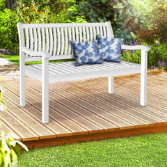 tillvex Houten tuinbank, 3-4-zits incl. afdekking, weerbestendig, 150 cm, massief houten parkbank, 320 kg belastbaar, voor balkon, terras en tuin, wit