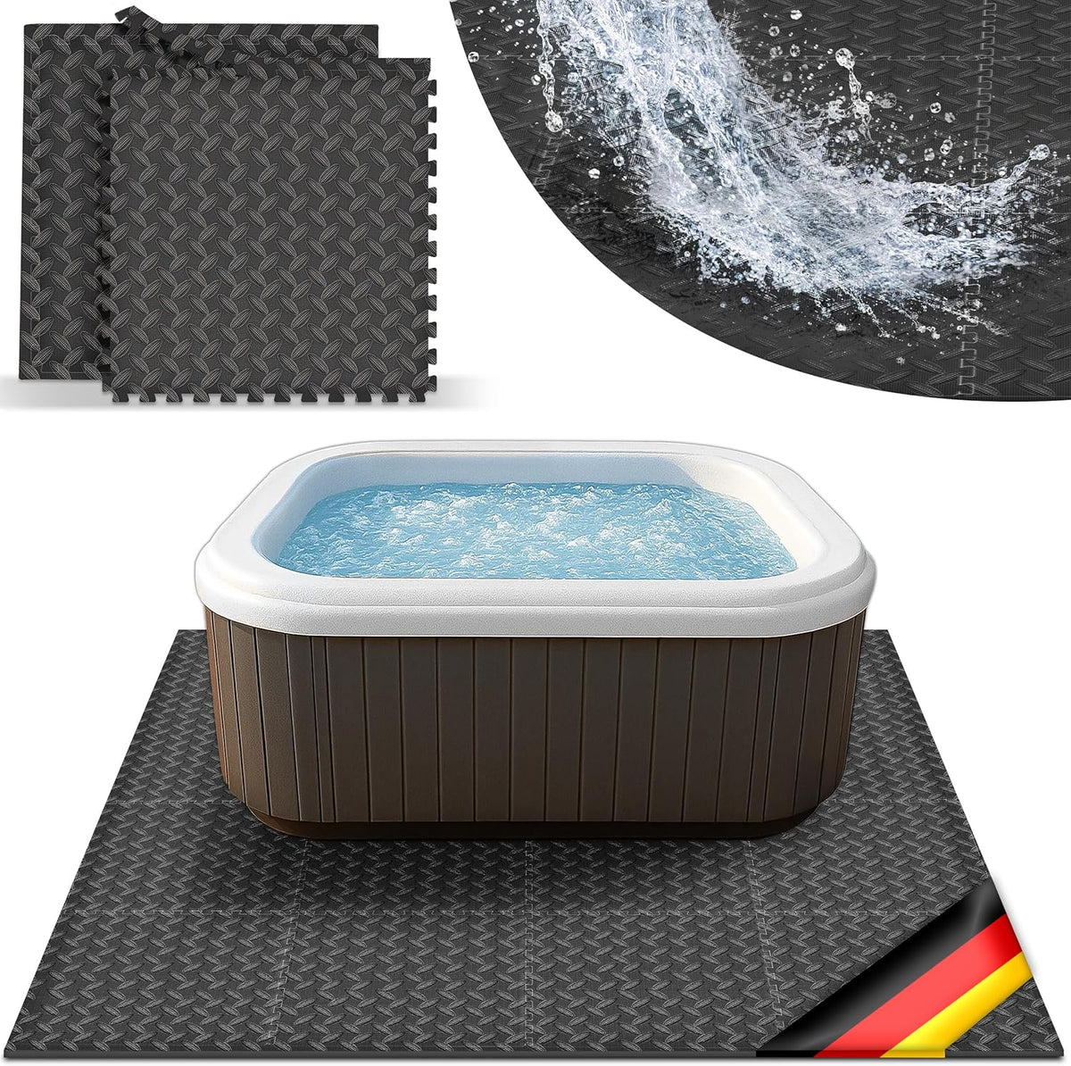 Zwembadtegels - Fitnesstegels - Foam tegels - 242x242 cm - Zwart - Tillvex®